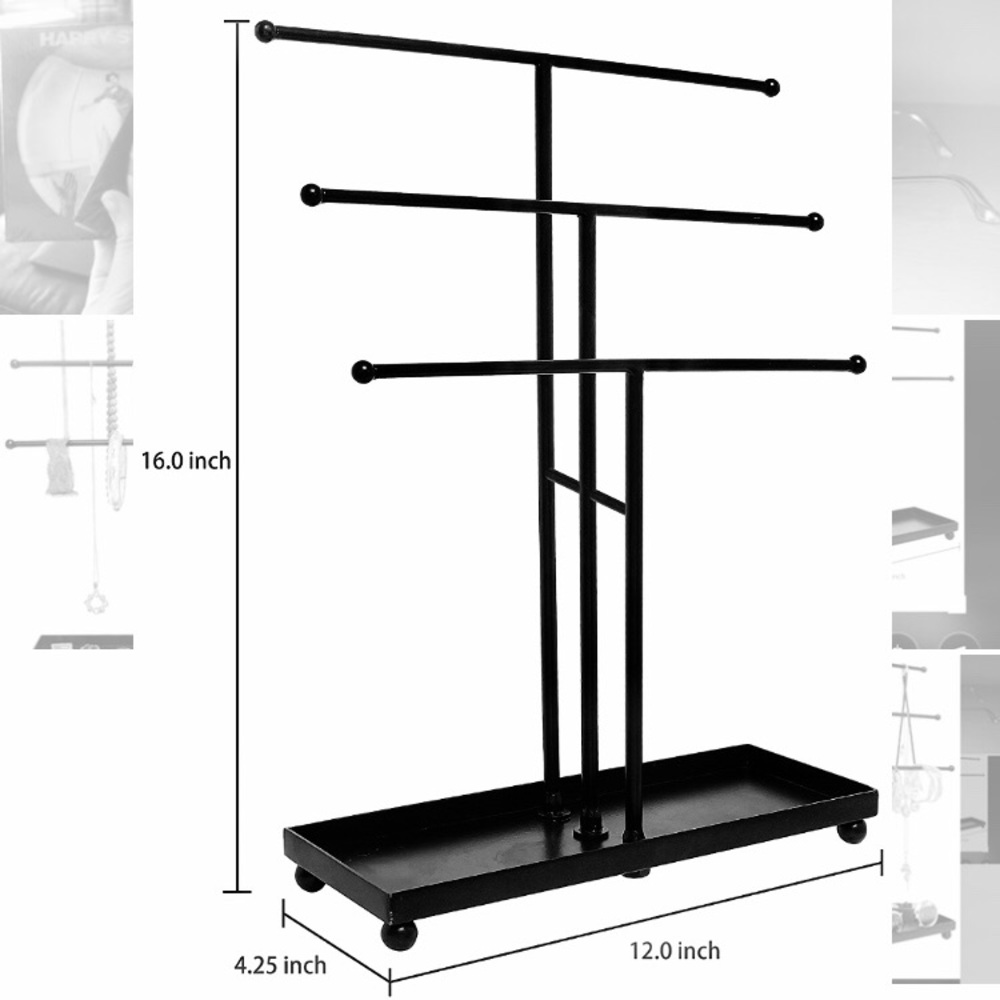 Black Metal 3 Tier Tabletop Jewelry Display Rack